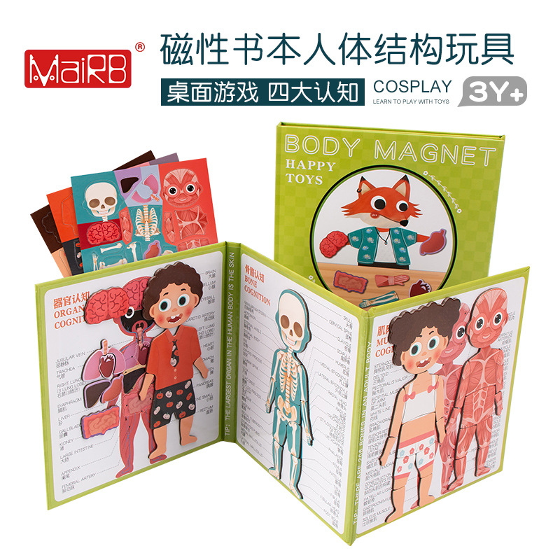 Yourun Fun Book Montessori Education Toy Book Children's Magnetic Toys Doll Detachable Assembly Factory Wholesale