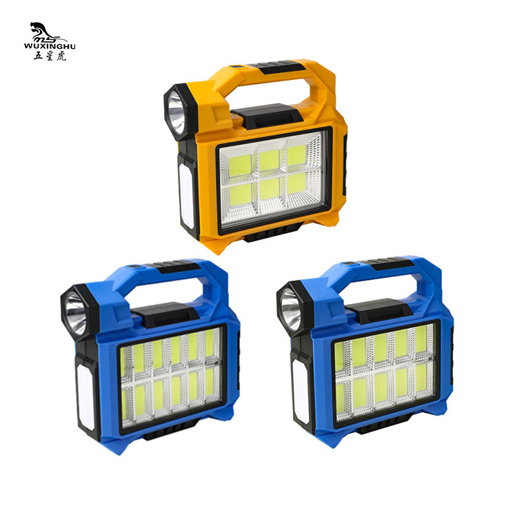 New Multi-Function Bright Cob Solar Portable Lamp Flashlight Usb Charging with Output Camping Lantern Emergency Light