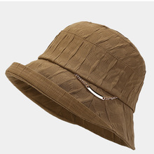 新款纯棉布遮阳帽子女日系卷边高品质太阳帽夏季水桶帽气质渔夫帽