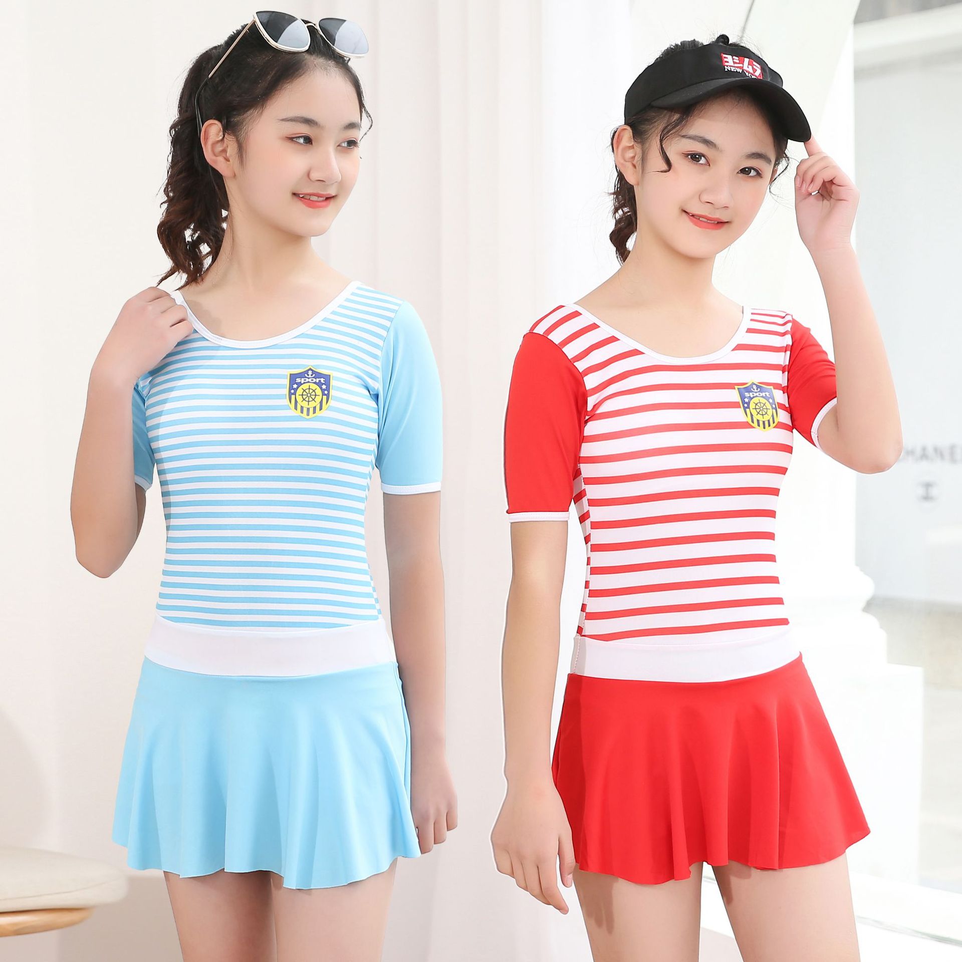 儿童裙式泳衣女女童中大小童连体遮肚显瘦小公主裙子泡温泉游泳衣