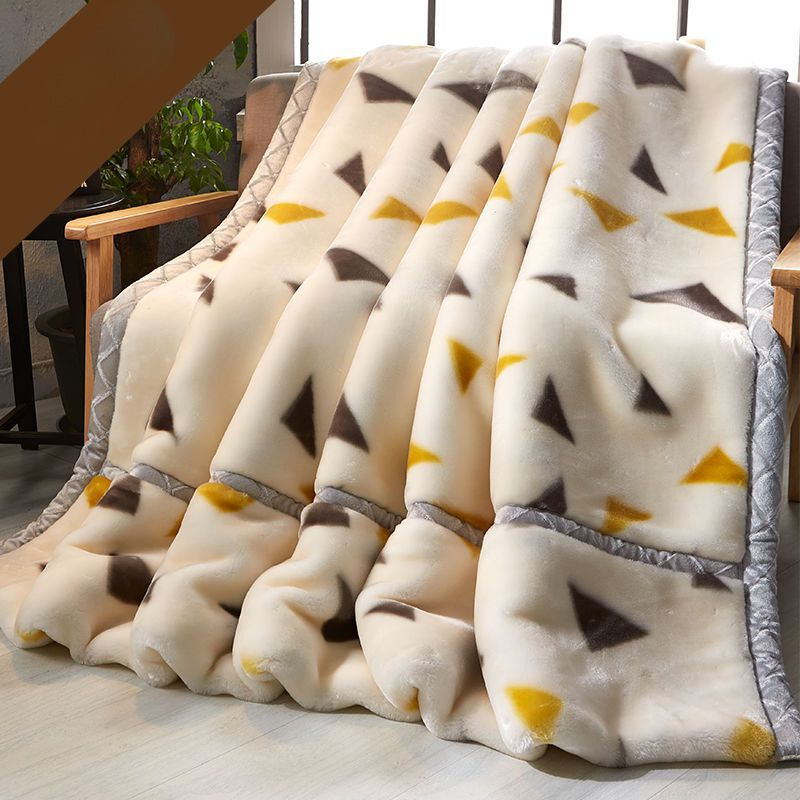 w绗皇冠秋冬季加厚双层拉舍尔毛毯单人双人毯子保暖学生床单被子