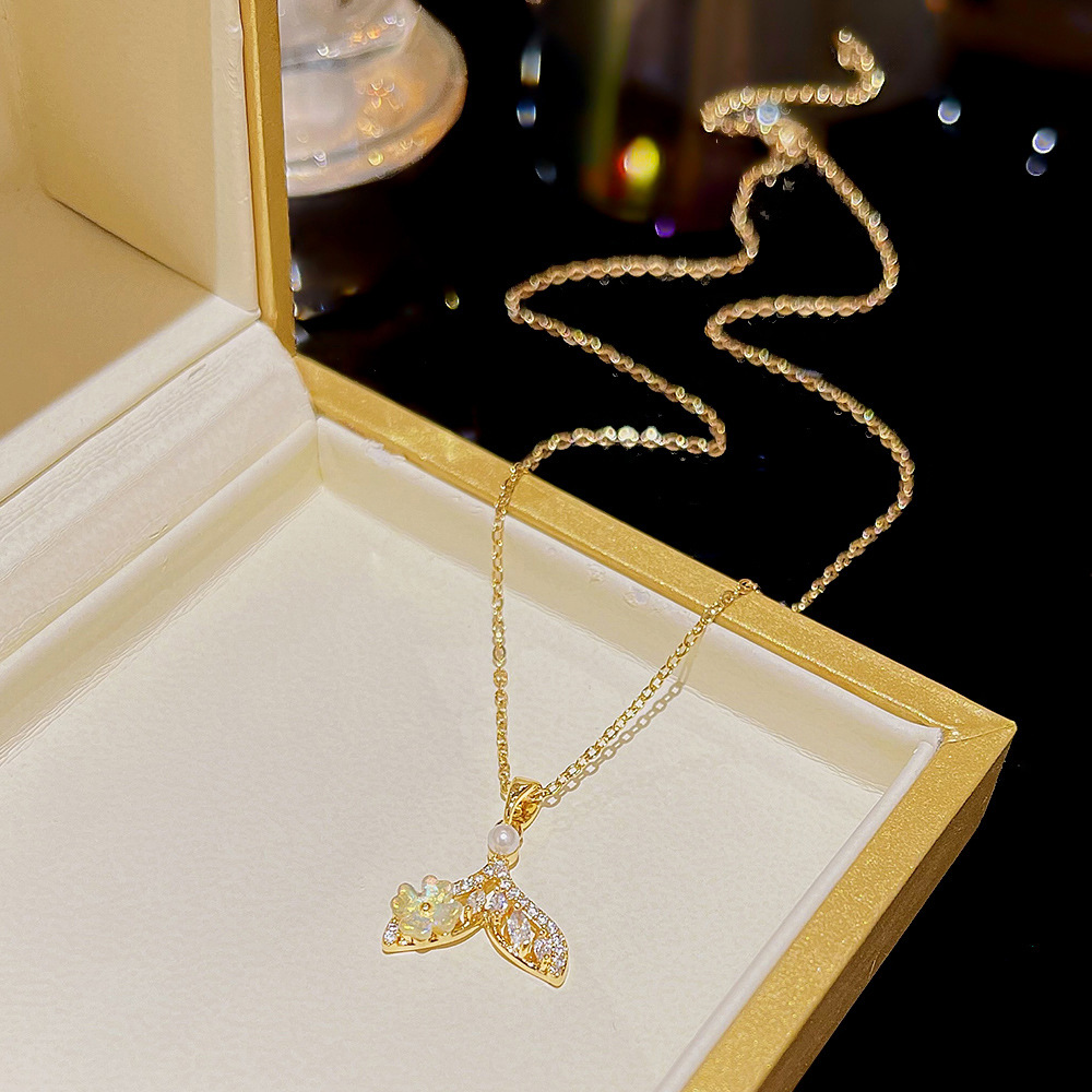 气质鱼尾项链不掉色女夏季轻奢小众设计感锁骨链新款网红颈链配饰