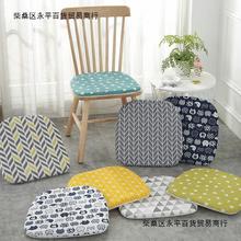 日式棉麻坐垫餐桌椅垫北欧马蹄形实木温莎椅子座垫家用凳子垫冬季