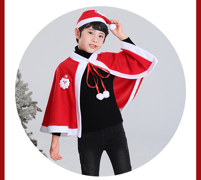 圣诞节服装儿童圣诞披风斗篷幼儿园演出跨境人圣诞老人披肩装饰