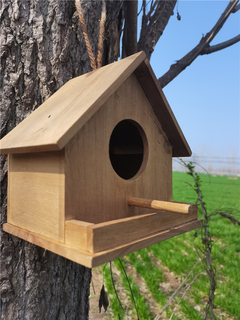 鸟窝实木燕子鸟用繁殖箱屋檐木制鸟房木质麻雀鸟房子鸟屋