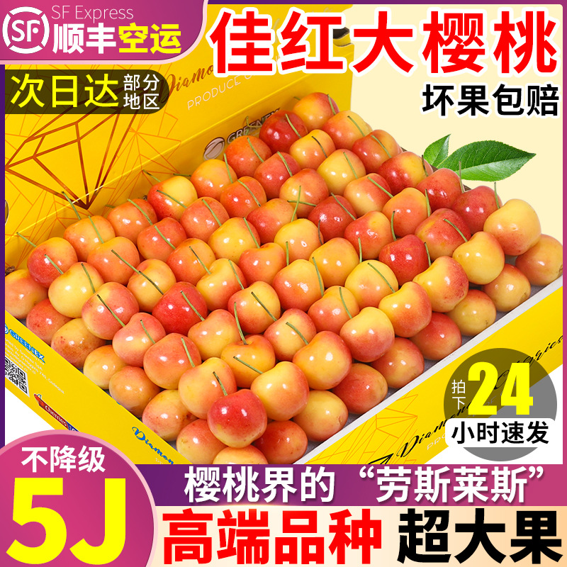 顺丰空运 5斤5j佳红大樱桃黄车厘子新鲜雷尼尔水果包邮当季整箱大