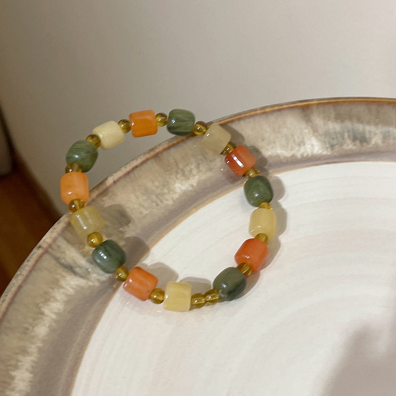 Colorful Agate Bead Gourd Jade Elastic Bracelet New Chinese Artistic Girlfriends Bracelet Affordable Luxury Fashion Bracelet for Women