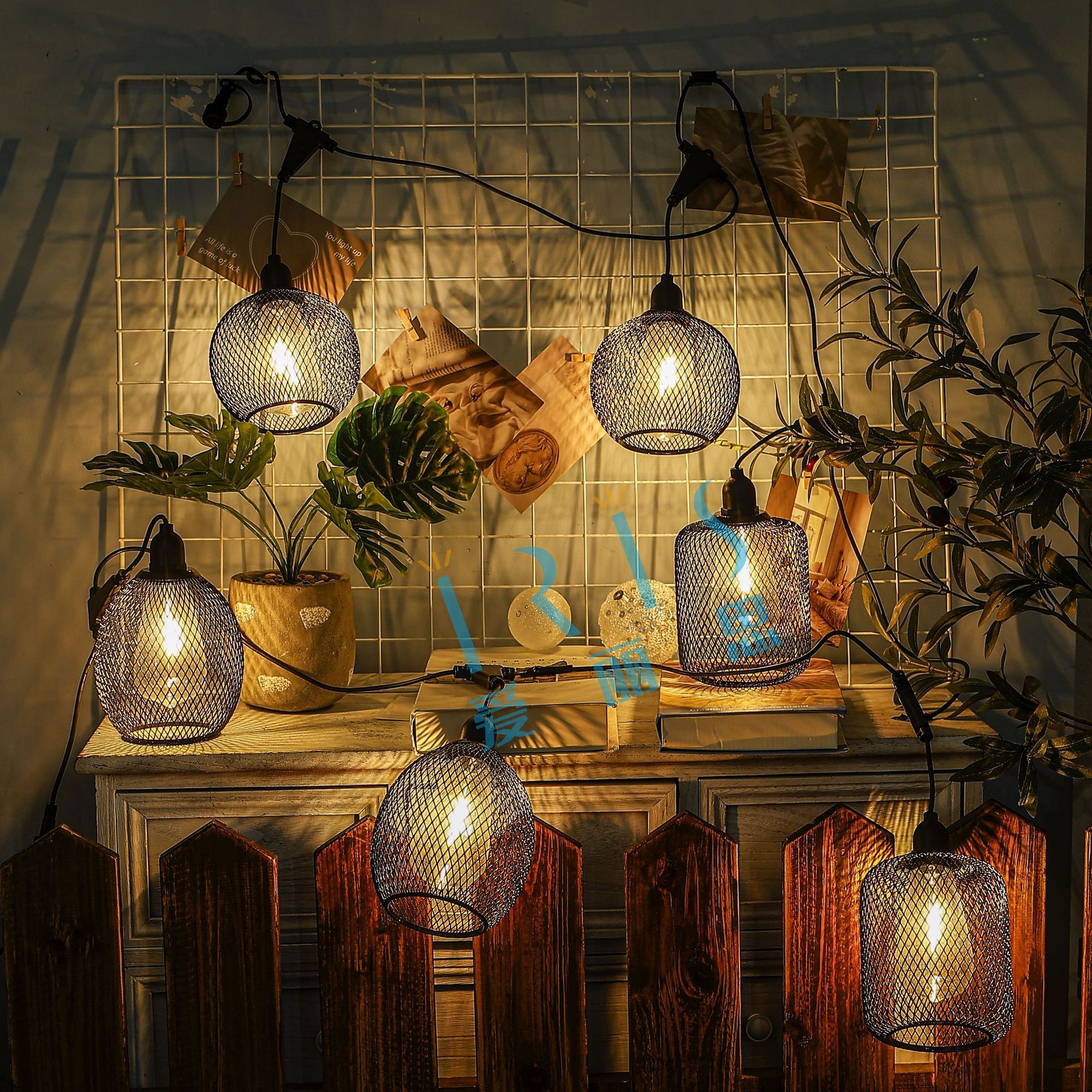 下挂网罩灯s64透明球泡暖光庭院楼道客厅装饰灯-阿里巴巴