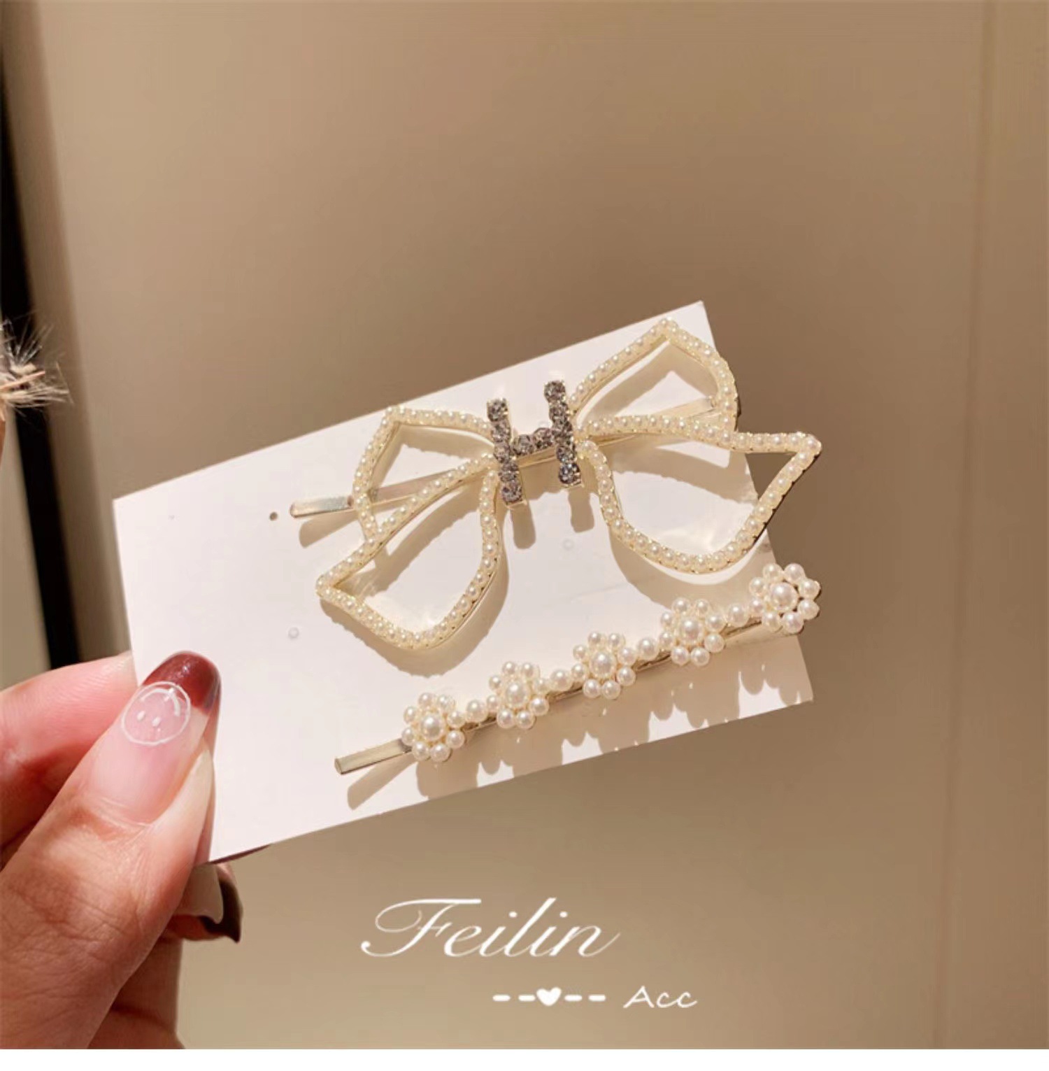 Hollow Bow Letter Pearl Flower Barrettes Clip Set Korean Fashion All-Match Bang Side Clip Hairpin