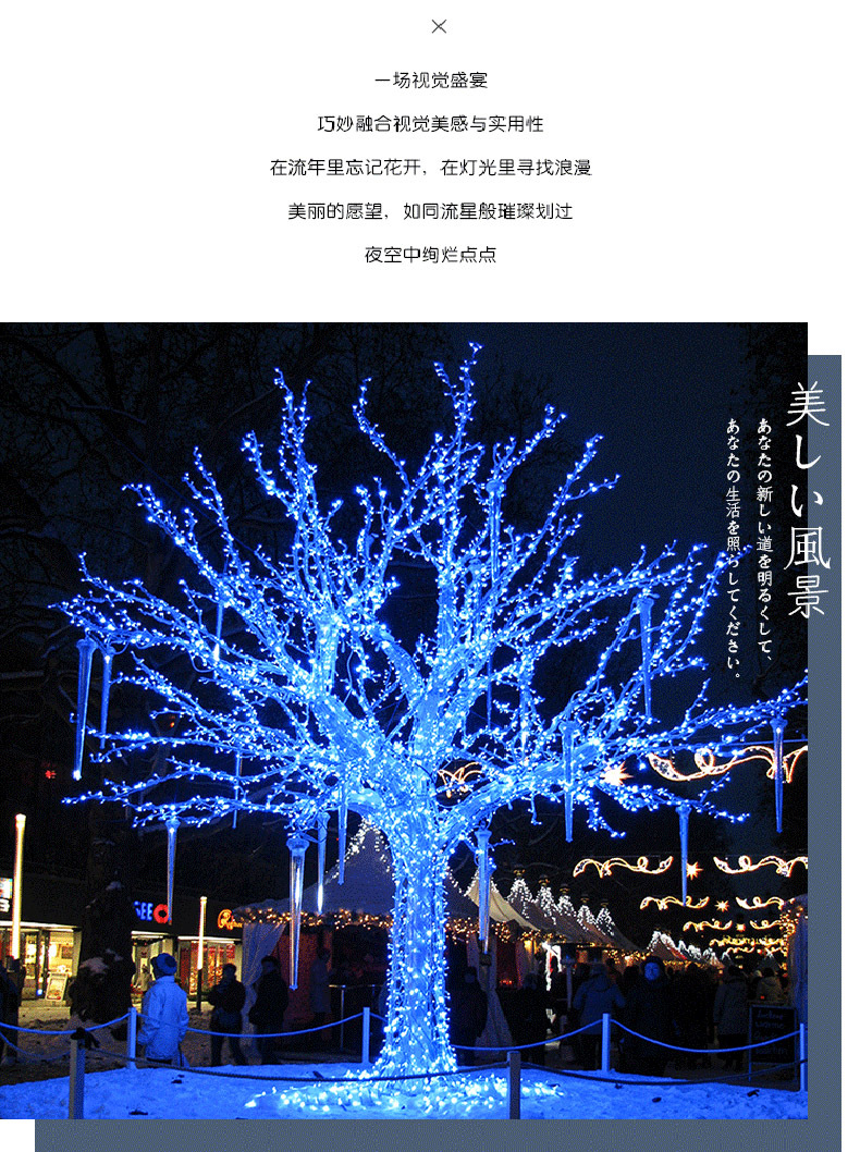 流星雨led灯七彩灯闪灯串灯满天星户外防水亮化挂树上的装饰树灯