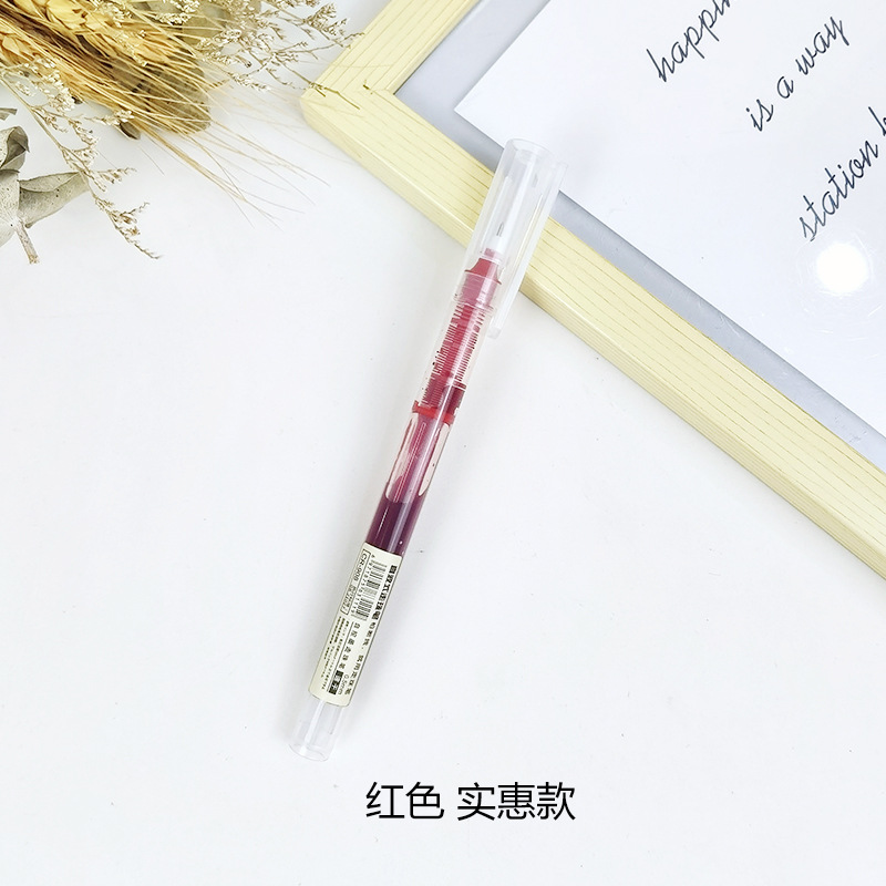 New Style Straight Liquid Type Ballpoint Pen Colored Art Pen Student Note Writing Pen Quick-Drying Large Capacity Gel Pen