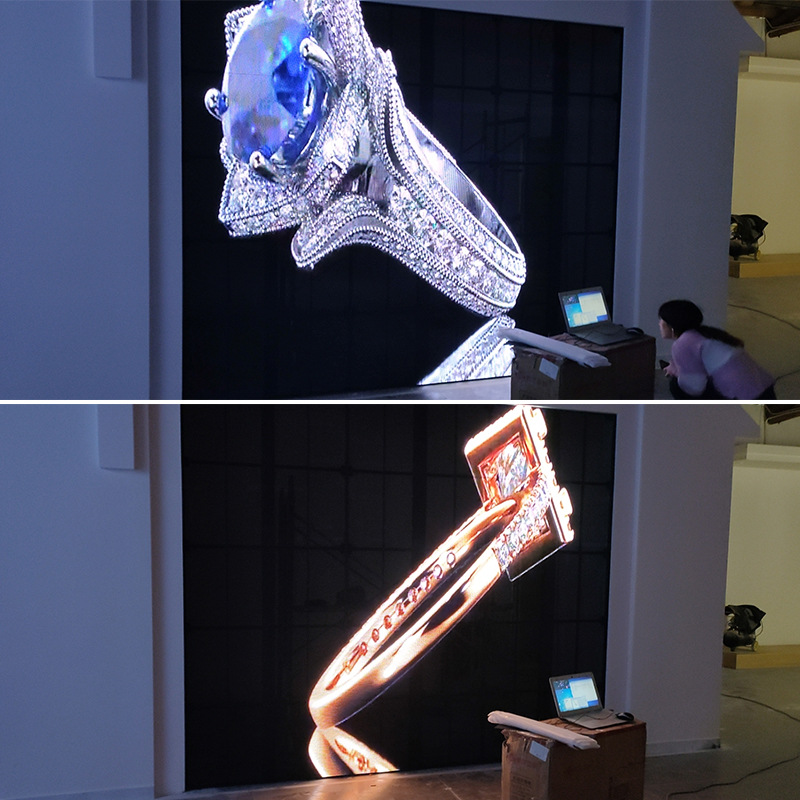 led透明屏p3.91网红酒吧冰屏显示屏贴膜屏珠宝店舞台3d格栅屏