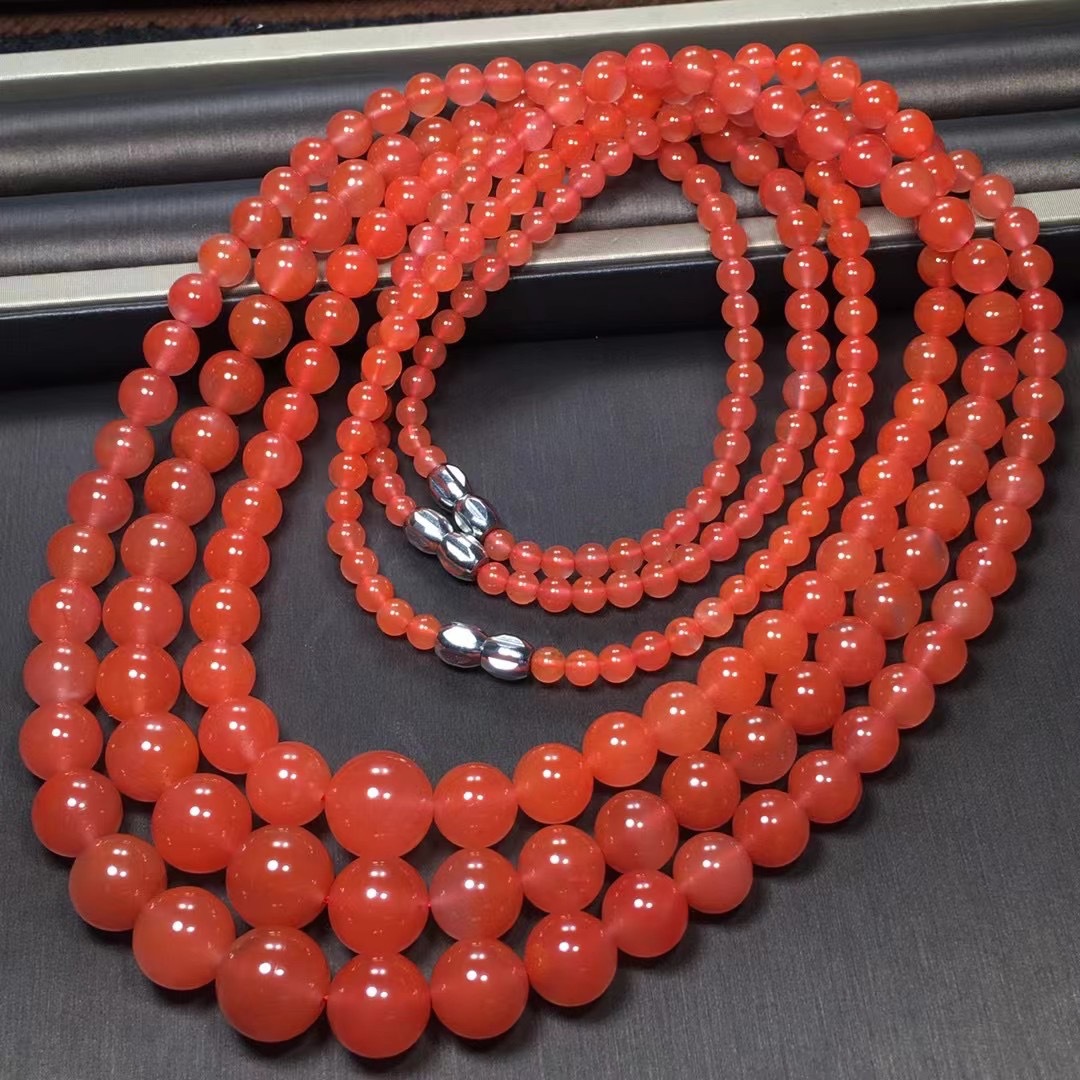 跨境直播货源批发天然南红塔链凉山川料南红玛瑙项链樱桃红女饰品