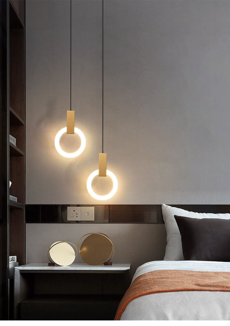 北欧床头吊灯轻奢长线现代简约餐厅灯三头创意极简网红小吊灯卧室