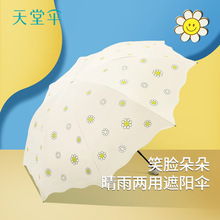新品天堂伞晴雨伞两用双人黑胶防晒伞防紫外线小清新太阳伞遮阳