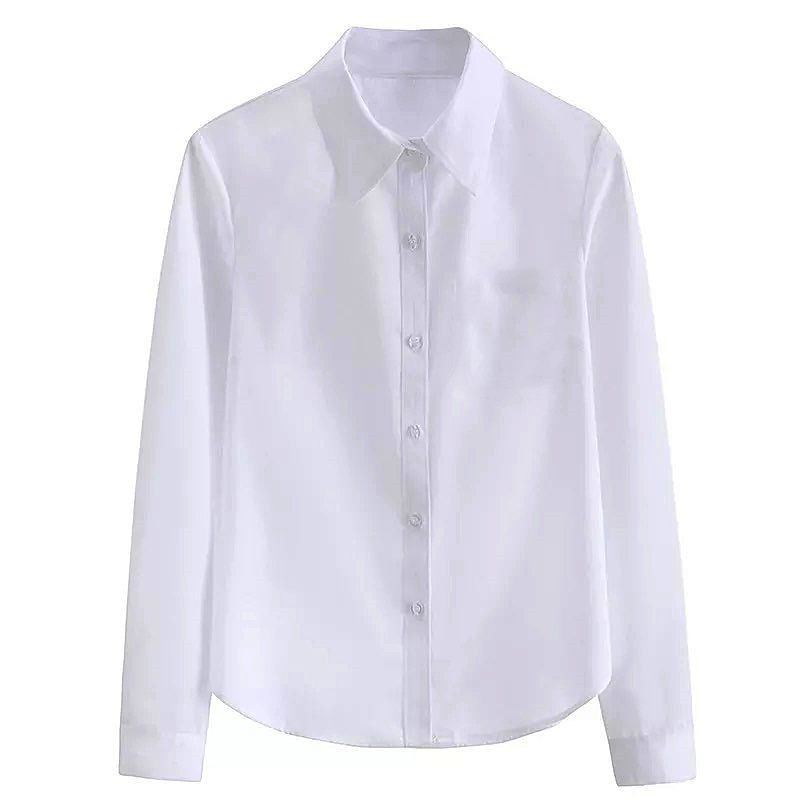 Spring and Autumn New White Shirt Women's Long Sleeve Korean Style Slim Fit Slim Business Attire Work Clothes Formal Wear Large Size Bottoming Shirt