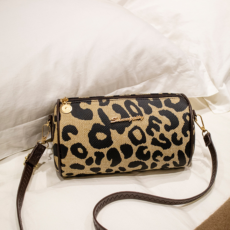 Women's Ladies Handbags2022 Vintage Leopard Print Pillow Bag Popular Cross-Border Wholesale Canvas Satchel