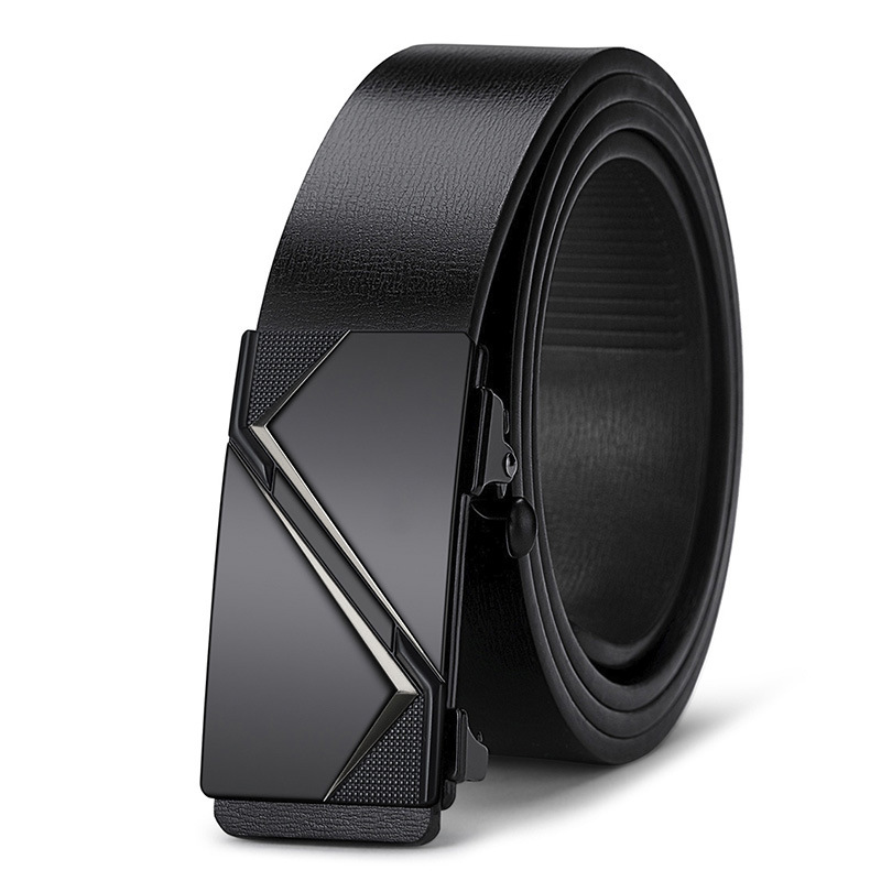 Men's Automatic Leather Buckle Toothless Belt Business Casual Men Cowhide Belt Korean Student Pant Belt Men's Fashion