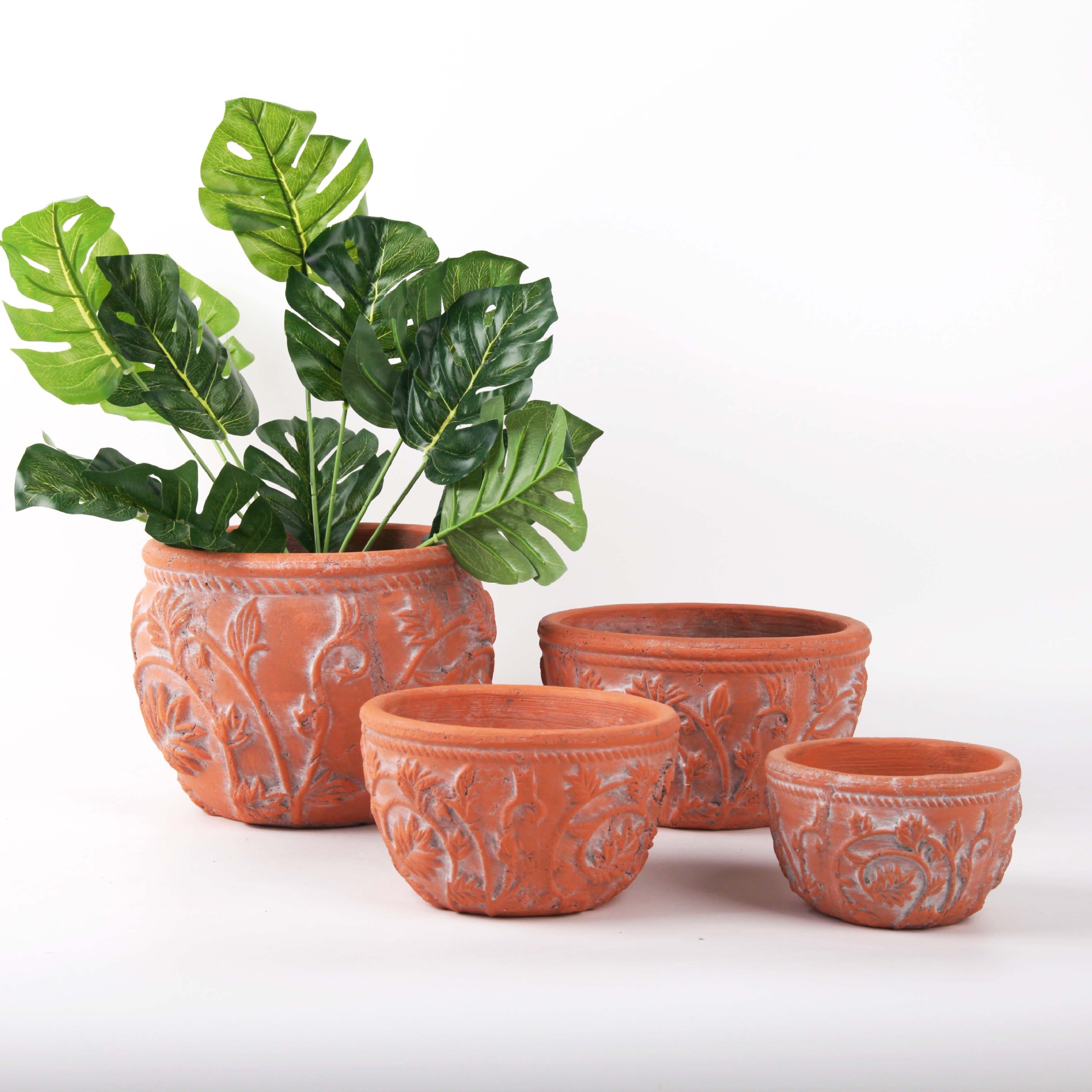 外贸出口土陶花盆复古做旧粗陶花盆多肉桃心陶土盆潮州手压花盆