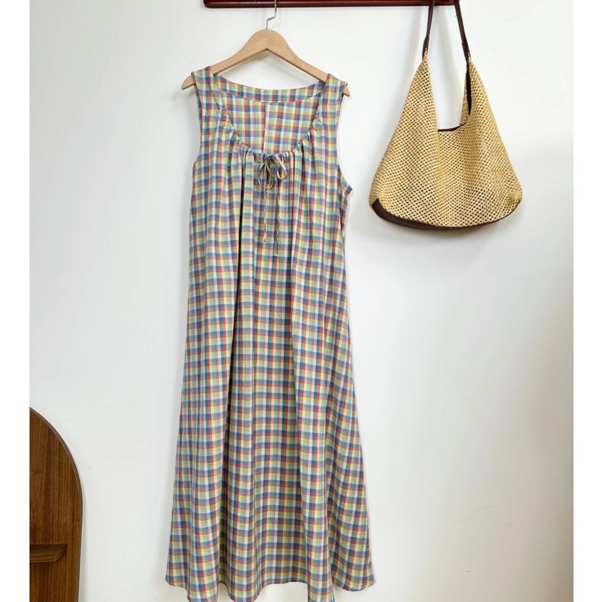 塔木森新款霓虹甜心"彩虹格少女感背心裙春夏叠穿棉布连衣裙长裙