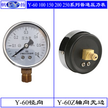 Y-60 Y-100 Y-150 Y-200 Y-250压力表 普通压力表 径向 轴向带边