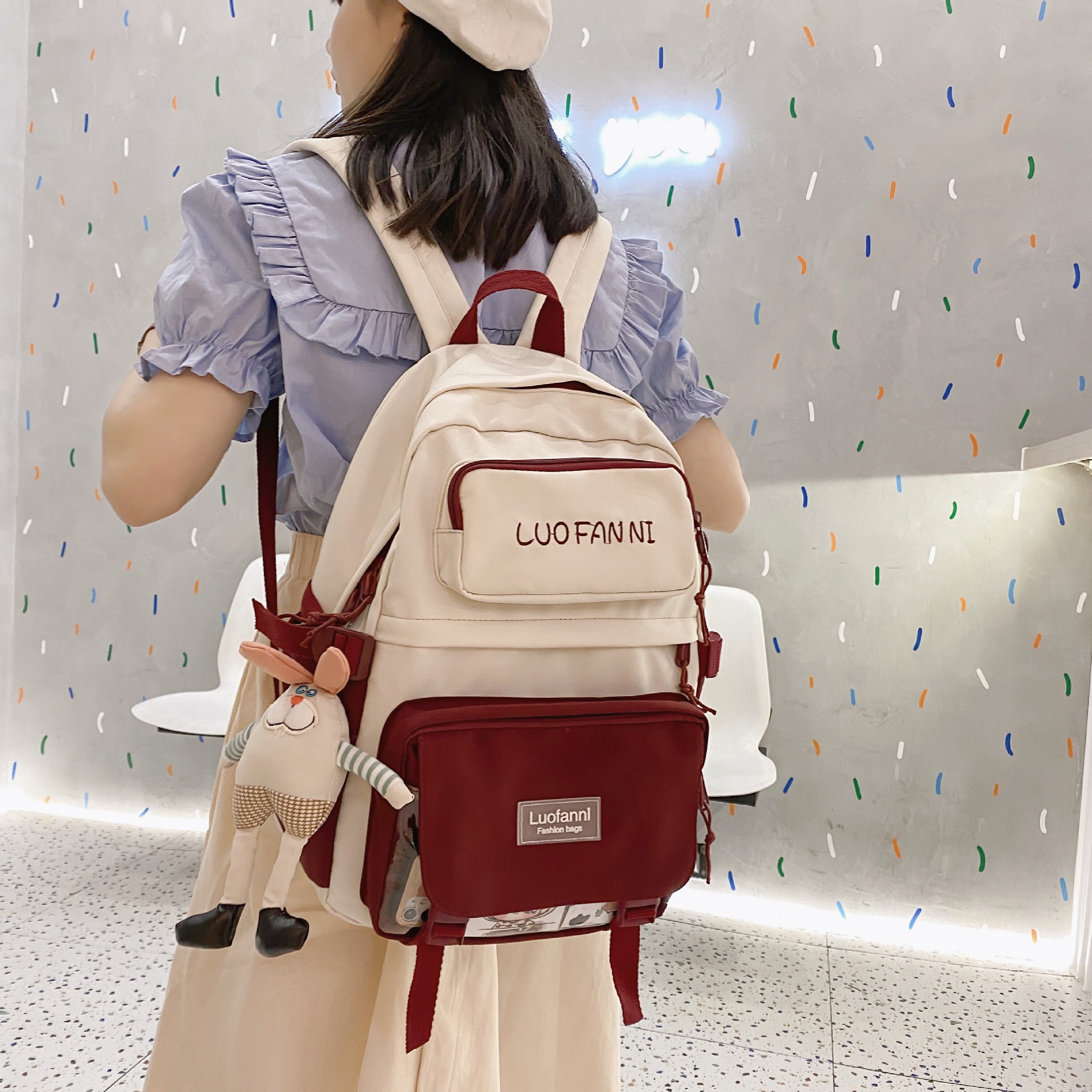 高颜值书包女 ins森系背包2021新款湖北初高中学生包甜美双肩包