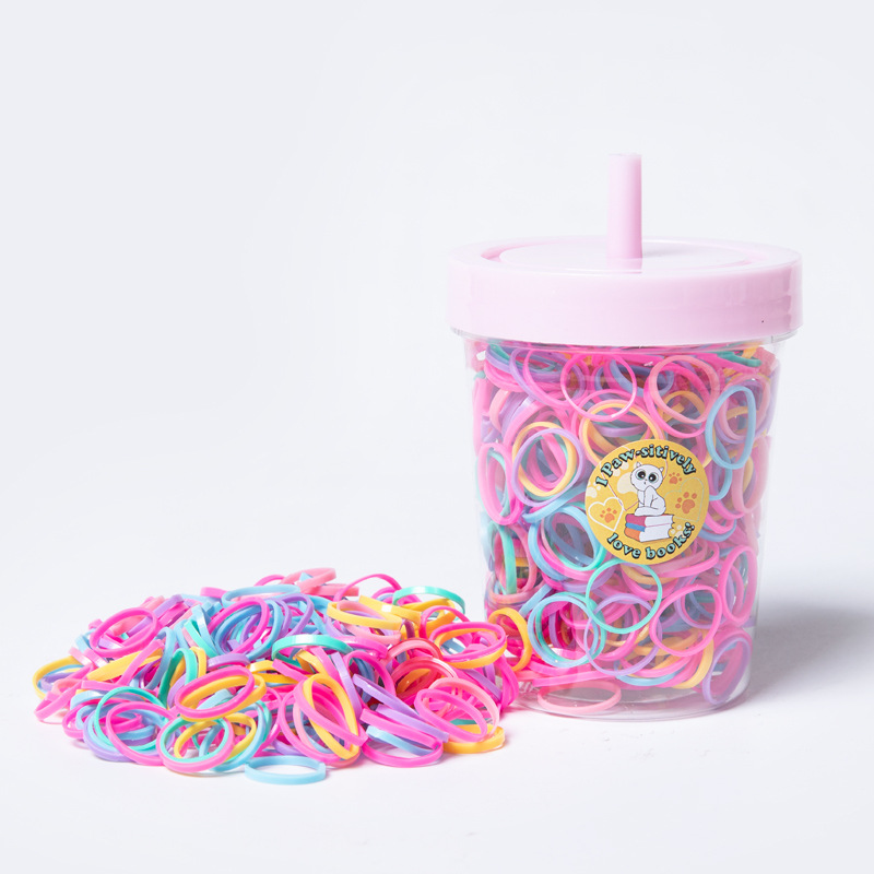 Korean Style Internet Celebrity Milk Tea Cup Disposable Color New Small Rubber Band Hair Rope High Elastic Hair Band Tie Small Braid