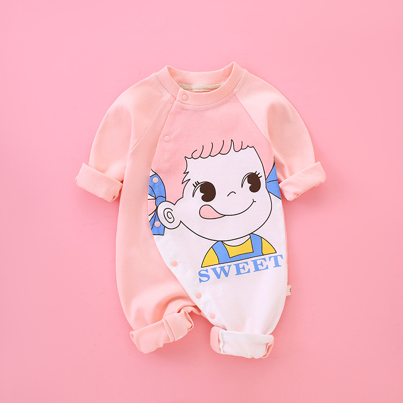 Baby Clothes Pure Cotton Spring and Autumn Men's and Women's Baby Jumpsuit Newborn Cute Super Cute Long Sleeve Outing Romper Thin