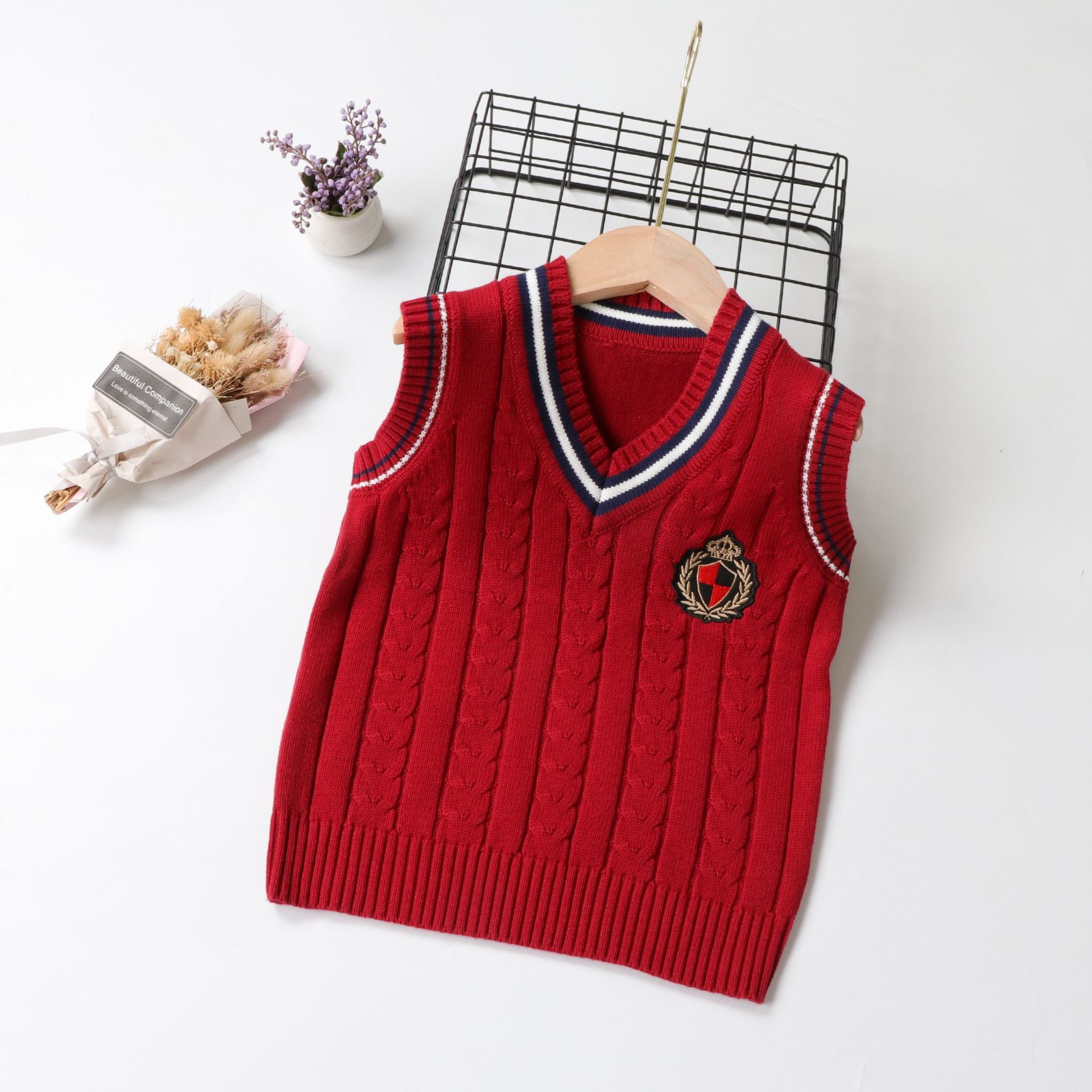儿童针织背心男童毛衣春秋款2021新款中大童男孩春装毛线马甲外穿