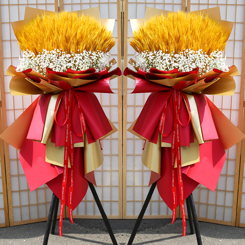 成都大麦开业花篮鲜花开张三脚架乔迁庆典麦穗武侯温江同城速递送