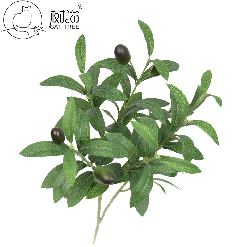 2024仿真橄榄叶大支带果橄榄枝手感植物叶子人造假花装饰婚庆摆件