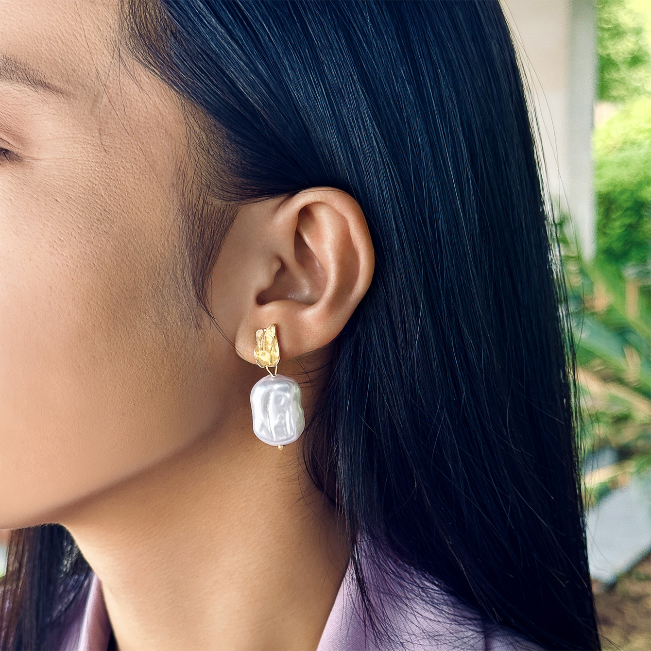 欧美简约气质巴洛克珍珠耳钉 复古宫廷风高级感不规则耳环耳饰女