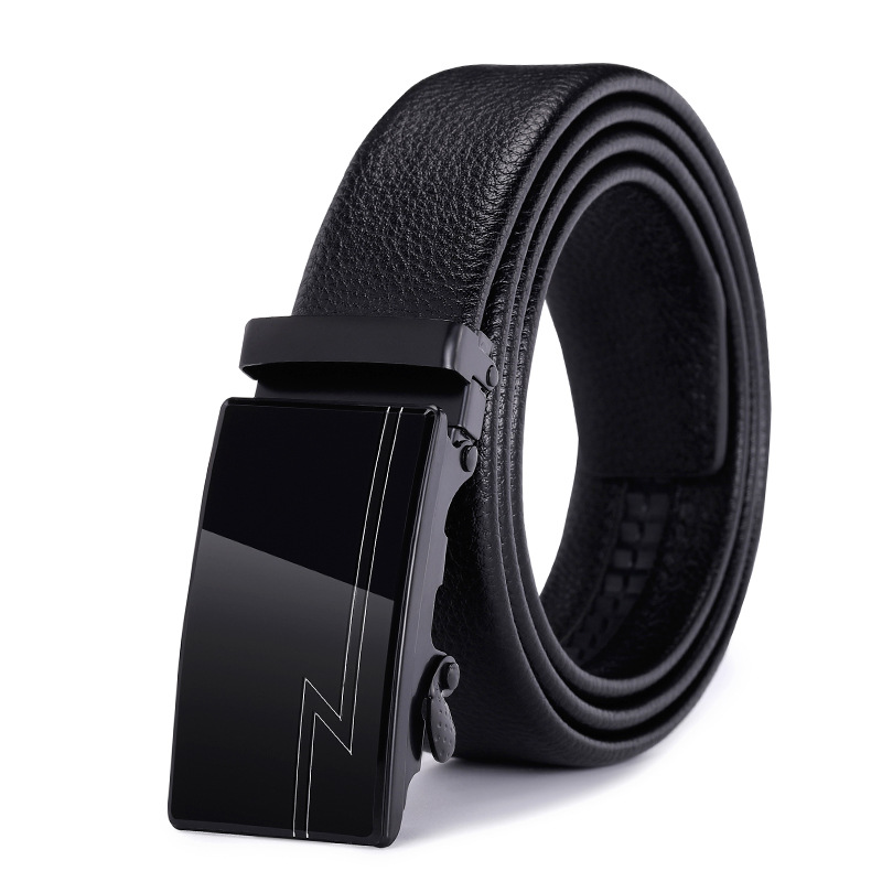 Belt Men's Wholesale Cowhide Belt Men's Genuine Leather Fashion Automatic Buckle Casual Waist Seal Business All-Match Pants Belt