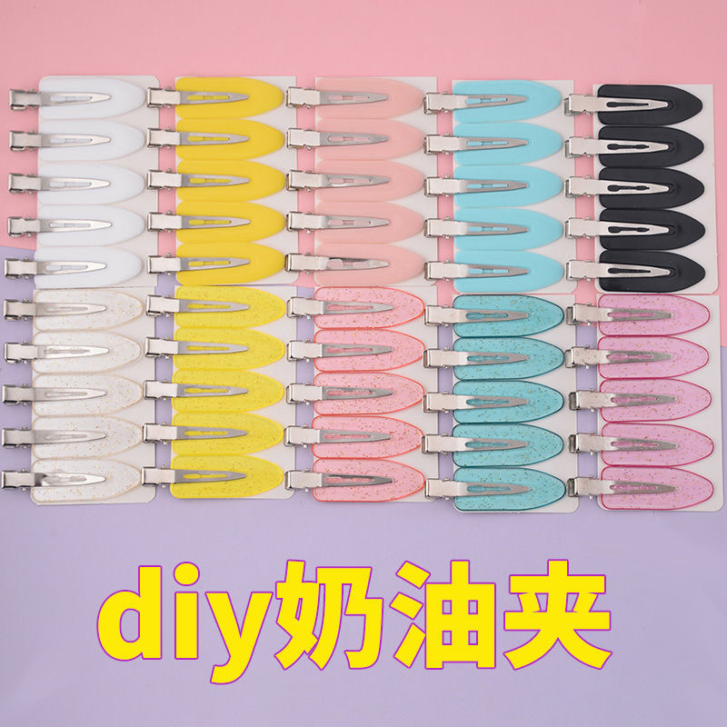Korean DIY Cream Clip Seamless Barrettes Summer Side Hairpin Duckbill Makeup Bang Clip Hair Clip for Broken Hair Barrettes Headdress