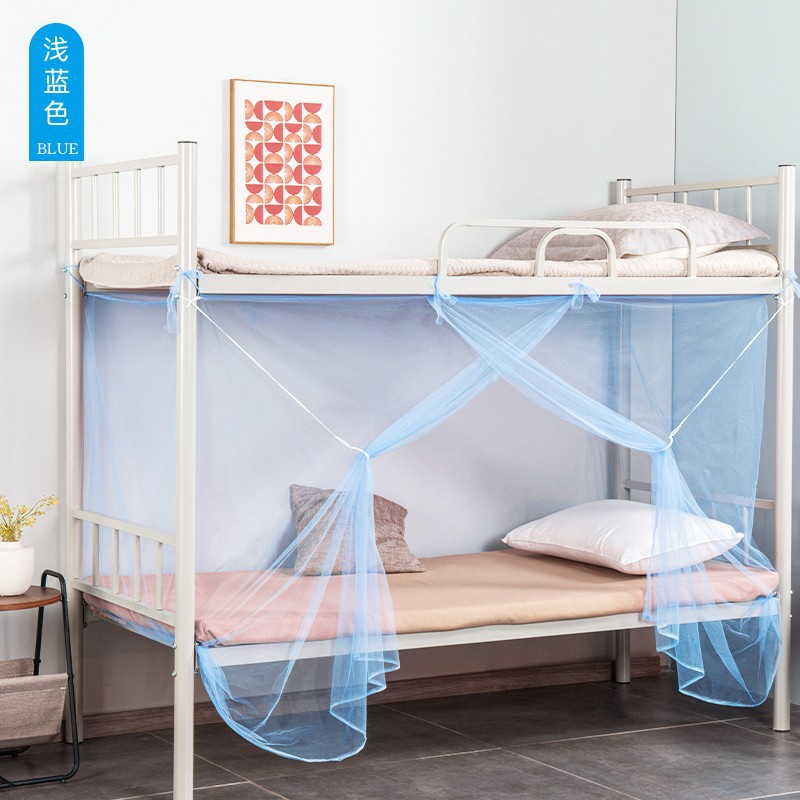 Dormitory Bunk Bed Student Mosquito Net Single Double Home Installation-Free Zipper Dustproof Square Top Mosquito Net Factory Wholesale
