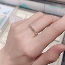 排钻戒指女18k金设计小众高级感时尚个性彩金极细玫瑰金皓石指环