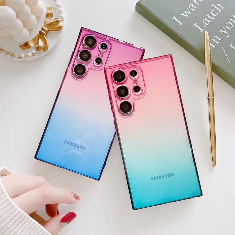 简约渐变适用三星note20手机壳s24软胶iphone15全包保护套a54/a34