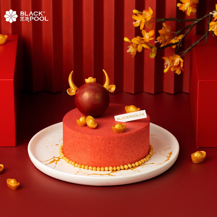 黑池2021年牛气冲天新年春节小仪式生日新鲜蛋糕深圳广州同城配送