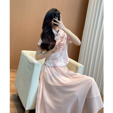 新中式国风套装裙女夏季2024新款小个子显瘦改良旗袍连衣裙两件套