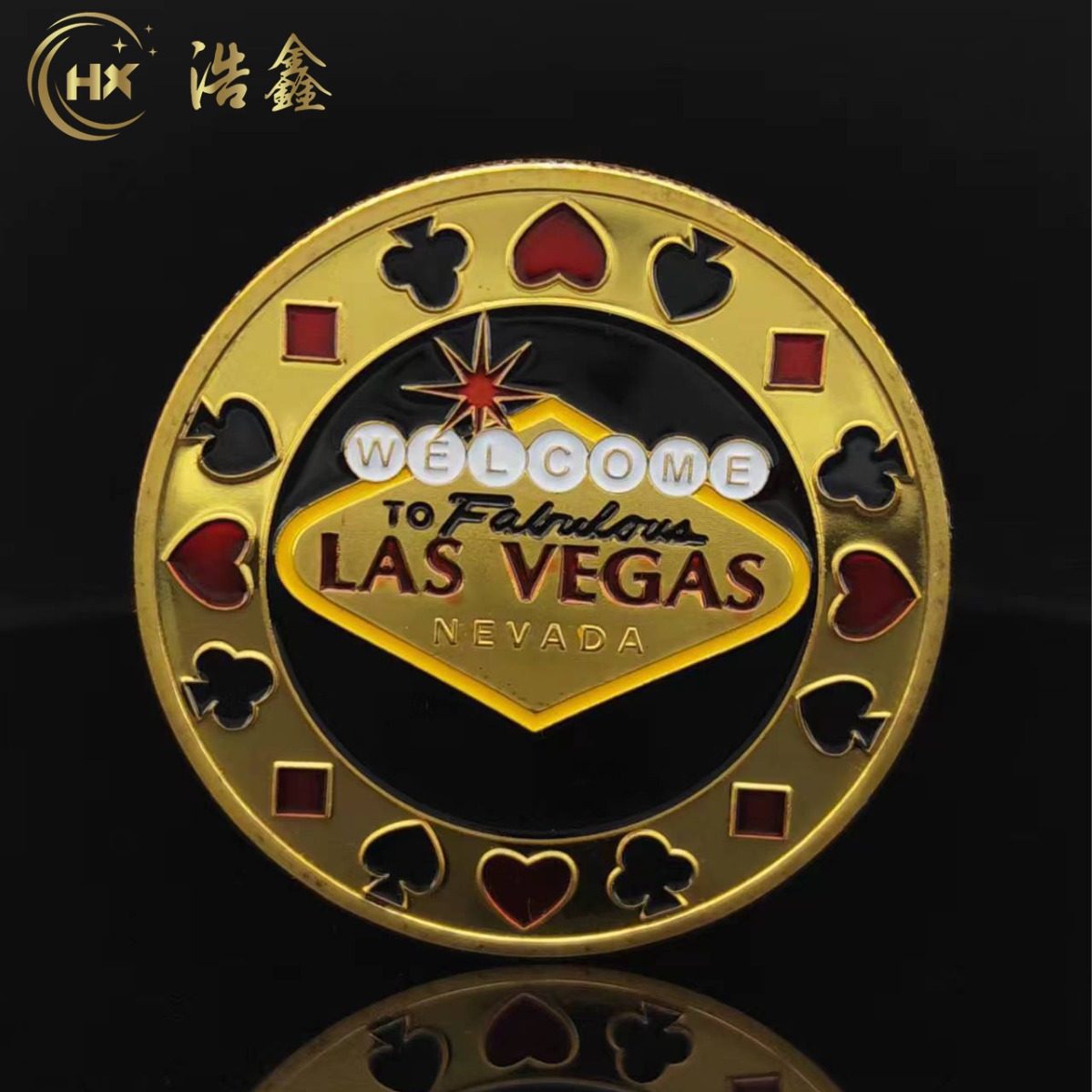 拉斯维加斯黑桃扑克筹码纪念币外贸金属工艺品硬币幸运收藏币礼品