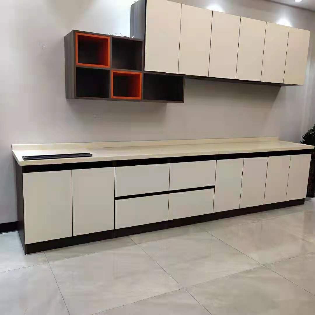 全铝橱柜厂家上门量尺定制焊接整板吊柜壁柜厨房带石英石台面碗柜