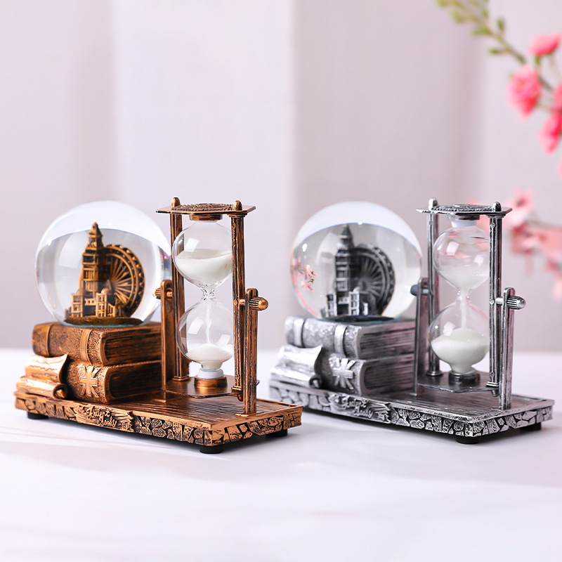 American Retro Ferris Wheel Music Box Timer Hourglass Creative Home Desktop Resin Gift Decoration Ornaments