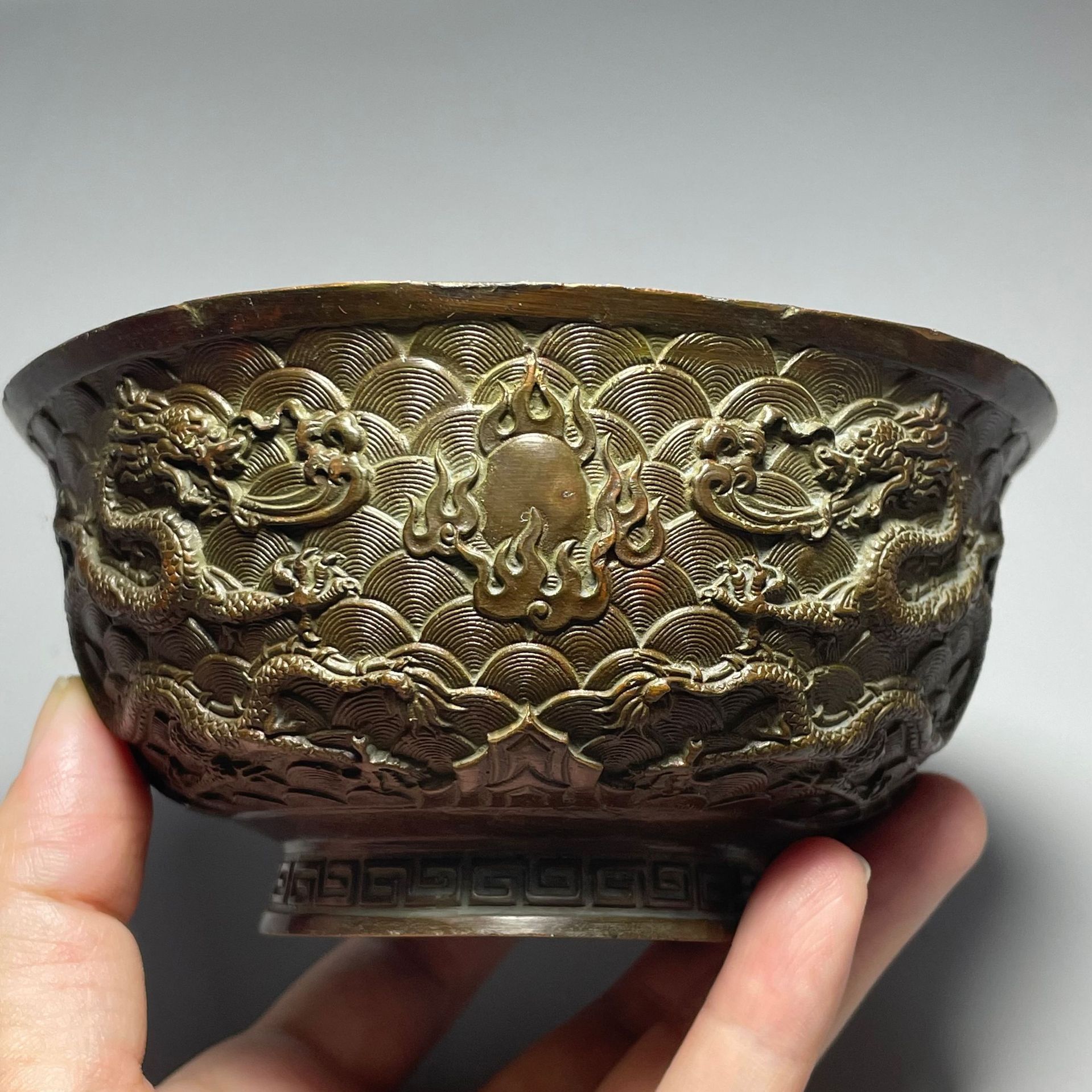 古玩铜器收藏仿古做旧康熙乾隆宣德铜碗老物件装饰工艺品批发摆件