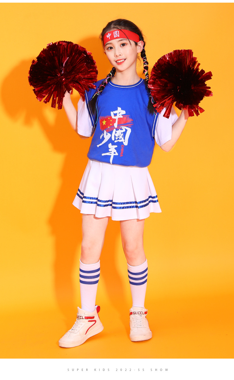 六一小学生团体啦啦操儿童啦啦队演出服夏季短袖运动会班服中国风