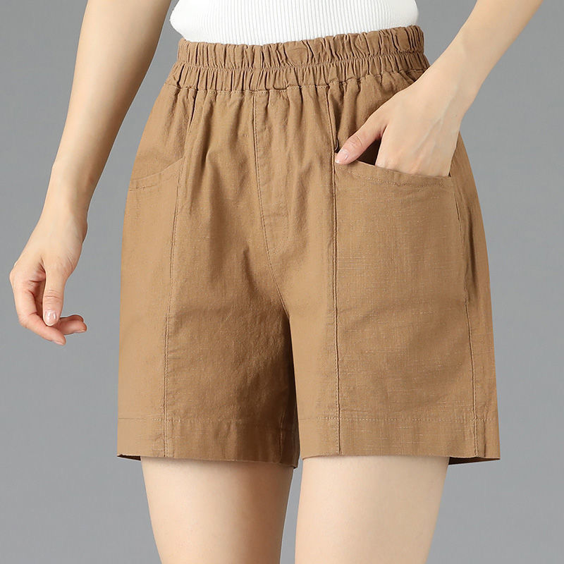 妈妈短裤外穿夏季薄款休闲裤宽松中年女装裤棉麻夏天中老年五分裤
