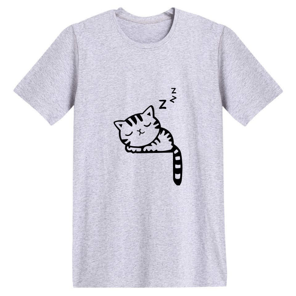 winsh 亚马逊热卖速卖通跨境卡通猫咪cat印花圆领短袖t恤