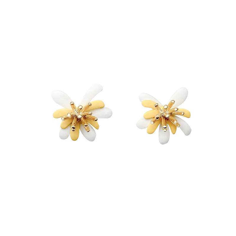 Sterling Silver Needle Pure White Flower Earrings for Women Classic Style Flower Pearl Stud Earrings Korean Style Summer High-Grade Earrings Fashion