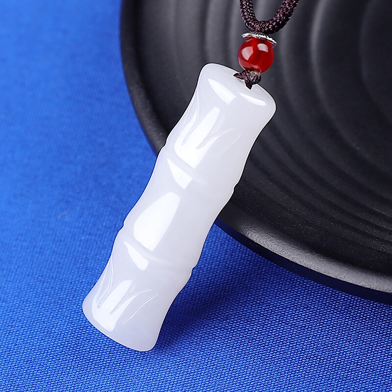 新疆金丝玉竹节吊坠批发男女款康瓦石白玉节节高升挂件送礼自用