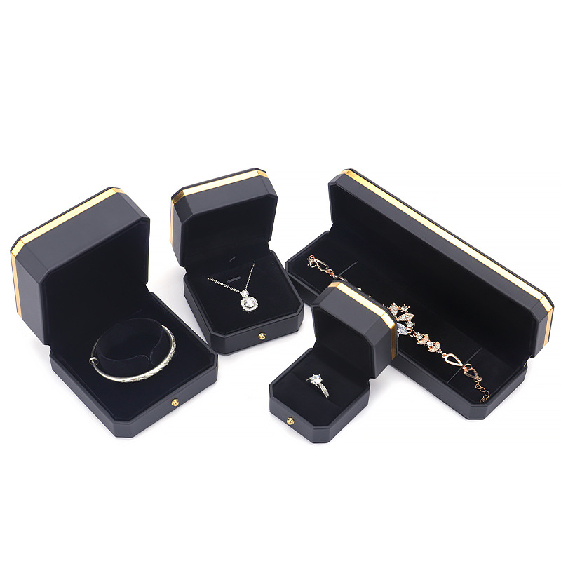 High-Grade Octagonal PU Leather Ring Box Jewelry Packaging Box Bracelet Box Necklace Pendant Box Earrings Jewelry Box