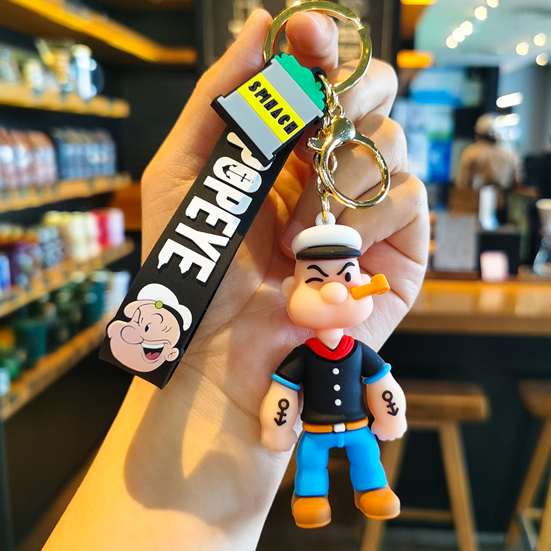 Popeye Cartoon Cute Anime PVC Keychain Toy Bag Bag Charm Accessories Pendant Wholesale Key Chain